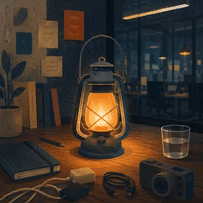 Warm Desk Lamp in Evening Workspace