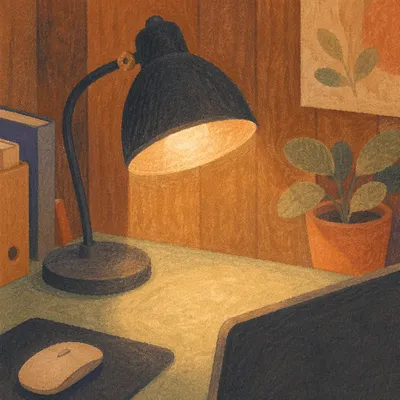 Warm Desk Lamp in Evening Workspace