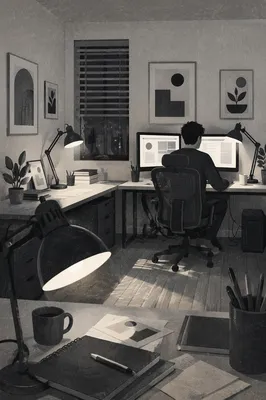 Evening Desk Lamp Workspace Productivity