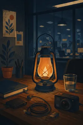 Warm Desk Lamp in Evening Workspace