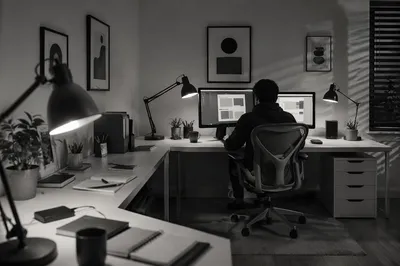 Evening Desk Lamp Workspace for Focused Work