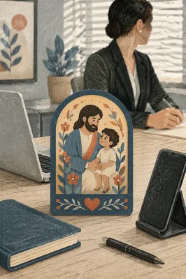 Professional Employee Badge on Office Desk