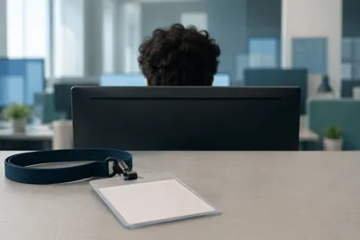 Professional Employee Badge on Office Desk