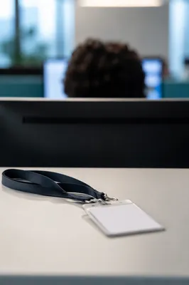 Professional Employee Badge on Office Desk