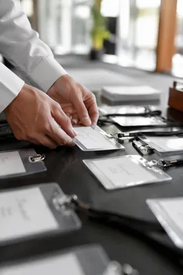 Professional Employee Badge Lanyards on Desk