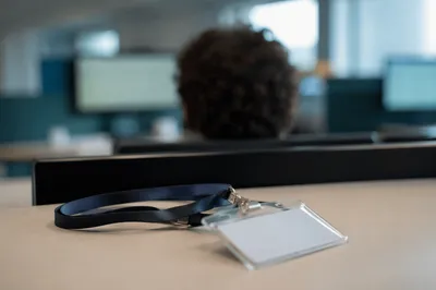 Employee Badge Lanyard on Office Desk
