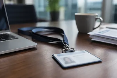 Professional Employee Badge on Office Desk