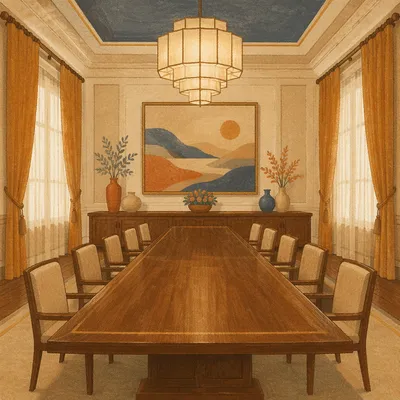 Elegant Empty Conference Room with Warm Daylight