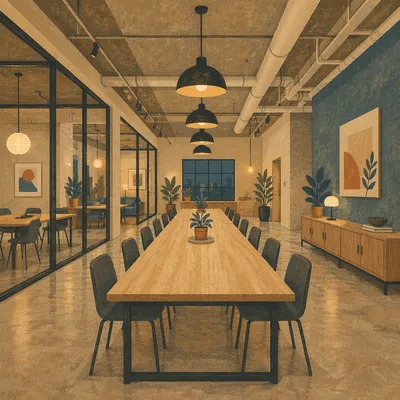 Empty Modern Meeting Room With Long Table