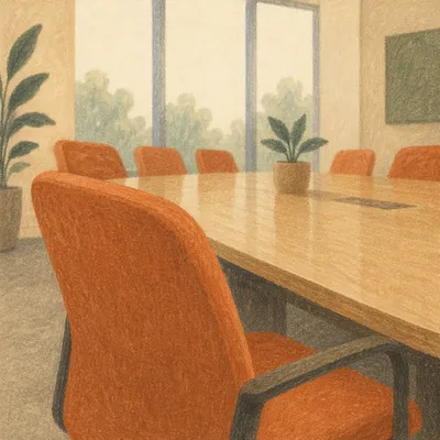 Empty Modern Meeting Room with Orange Chair