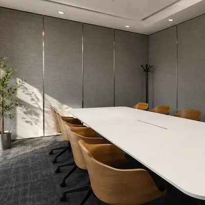 Empty Conference Room with Wooden Chairs