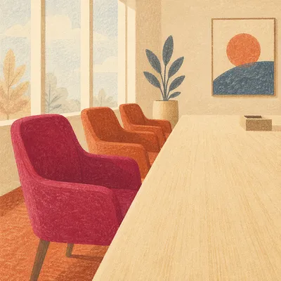 Empty Modern Meeting Room Chairs and Table