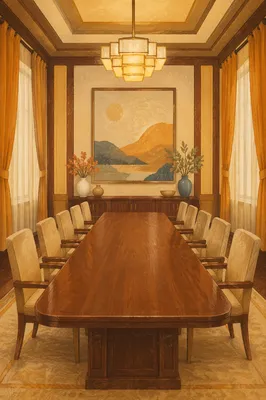 Empty Formal Conference Room with Warm Daylight