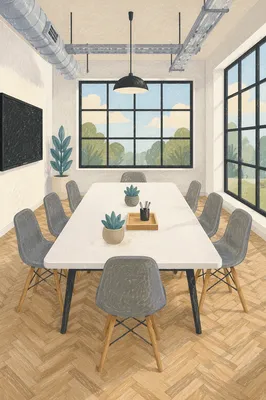 Modern Empty Conference Room With Long Table