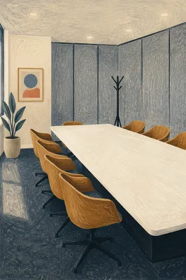 Empty Conference Room with Wooden Chairs