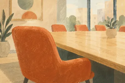 Empty Meeting Room Chair by Long Table