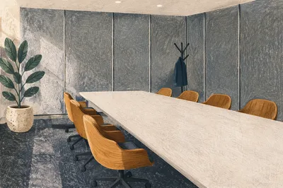 Empty Conference Room with Wooden Chairs