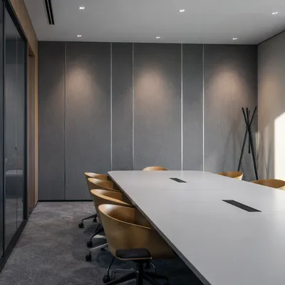 Empty Contemporary Meeting Room with Long Table