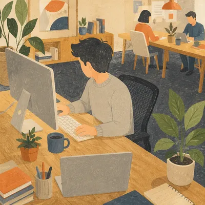 Startup Entrepreneur at Creative Office Desk