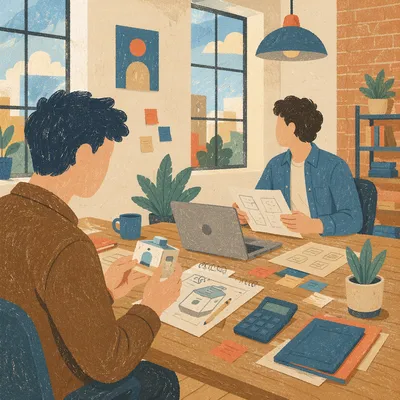 Startup Team Collaboration in Creative Loft Office
