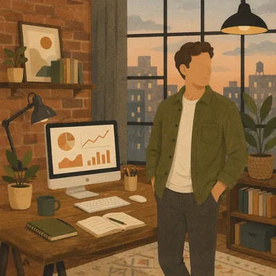 Creative Startup Entrepreneur in Cozy Loft Office