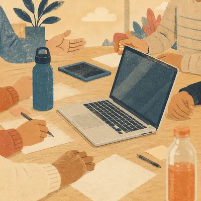 Creative Startup Team Meeting at Office Laptop