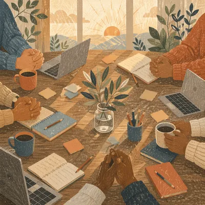 Startup Team Prayer at Morning Table