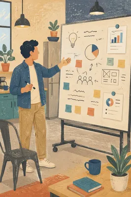 Creative Entrepreneur Presenting in Modern Startup Office