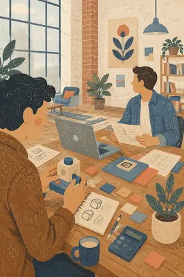 Startup Team Collaboration in Creative Loft Office