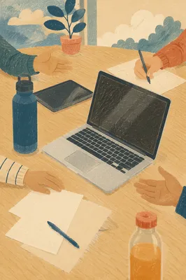 Creative Startup Team Meeting with Laptop
