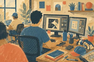 Creative Entrepreneur Working in Bright Startup Office