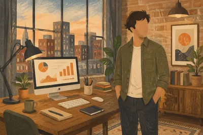 Creative Startup Entrepreneur in Cozy Loft Office