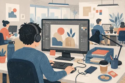 Creative Entrepreneur Working at Startup Desk