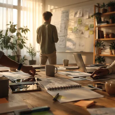 Early Morning Entrepreneur Startup Office Scene