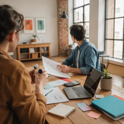 Startup Entrepreneurs Collaborating in Creative Office