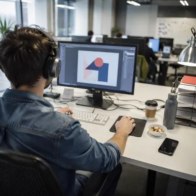 Creative Entrepreneur Working at Startup Desk