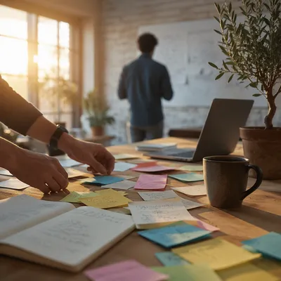 Creative Startup Desk at Sunrise
