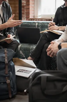 Startup Entrepreneurs Brainstorming in Modern Office Lounge