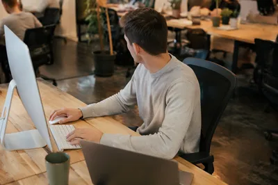 Startup Entrepreneur at Creative Office Desk