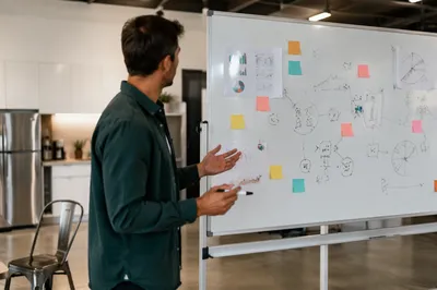 Entrepreneur Presenting in Modern Startup Office