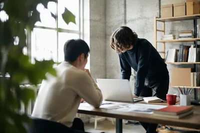 Creative Startup Team Collaboration in Modern Office