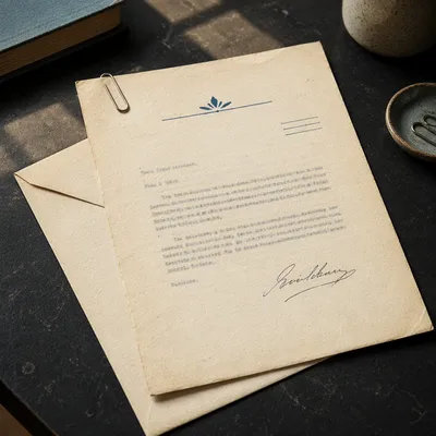 Vintage Business Letter on Cream Envelope
