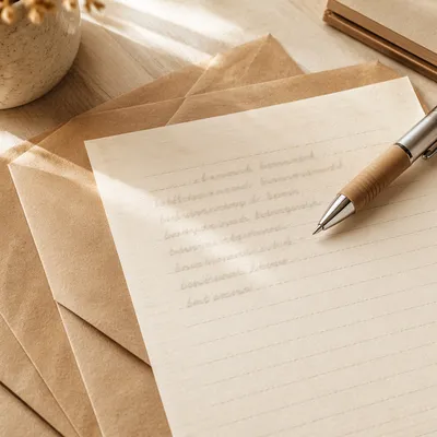 Professional Letter and Kraft Envelopes on Desk