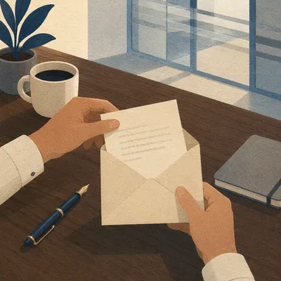Professional Letter and Envelope on Executive Desk