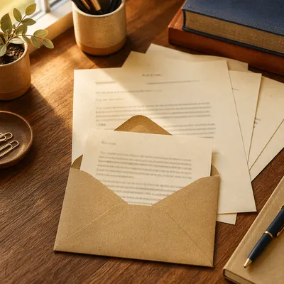 Professional Letters and Envelope on Wooden Desk