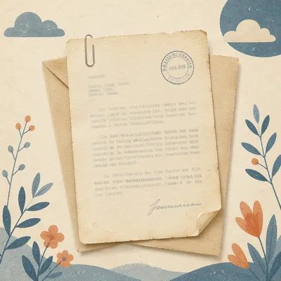 Vintage Business Letter and Envelope Flat Lay