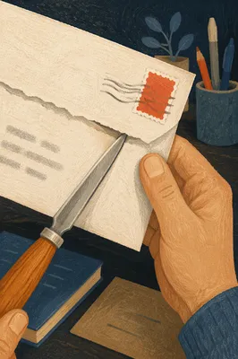 Opening Business Envelope with Letter Opener