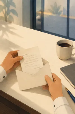 Professional Letter and Envelope Desk Scene