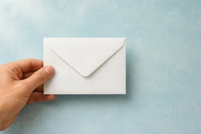 Minimal Business Envelope on Aqua Background