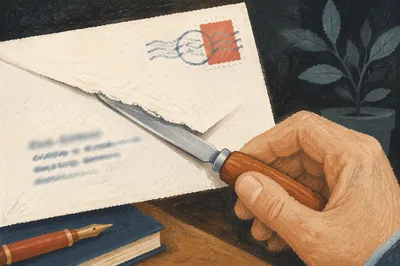 Opening Business Envelope With Letter Opener